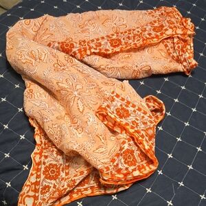 Floral Orange and Cream Scarf